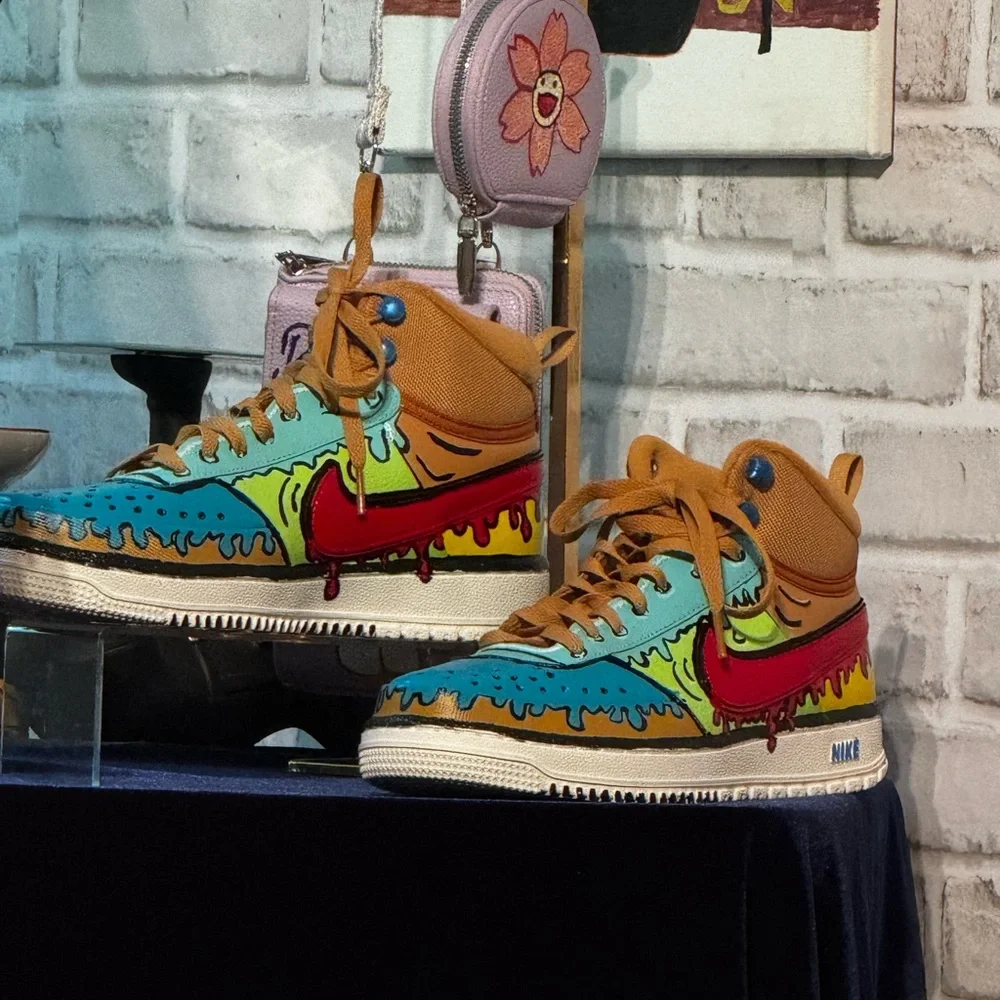 Nike Court Vision Sneakers with Graffiti Design Size 8 Mens New custom comic - Picture 11 of 11